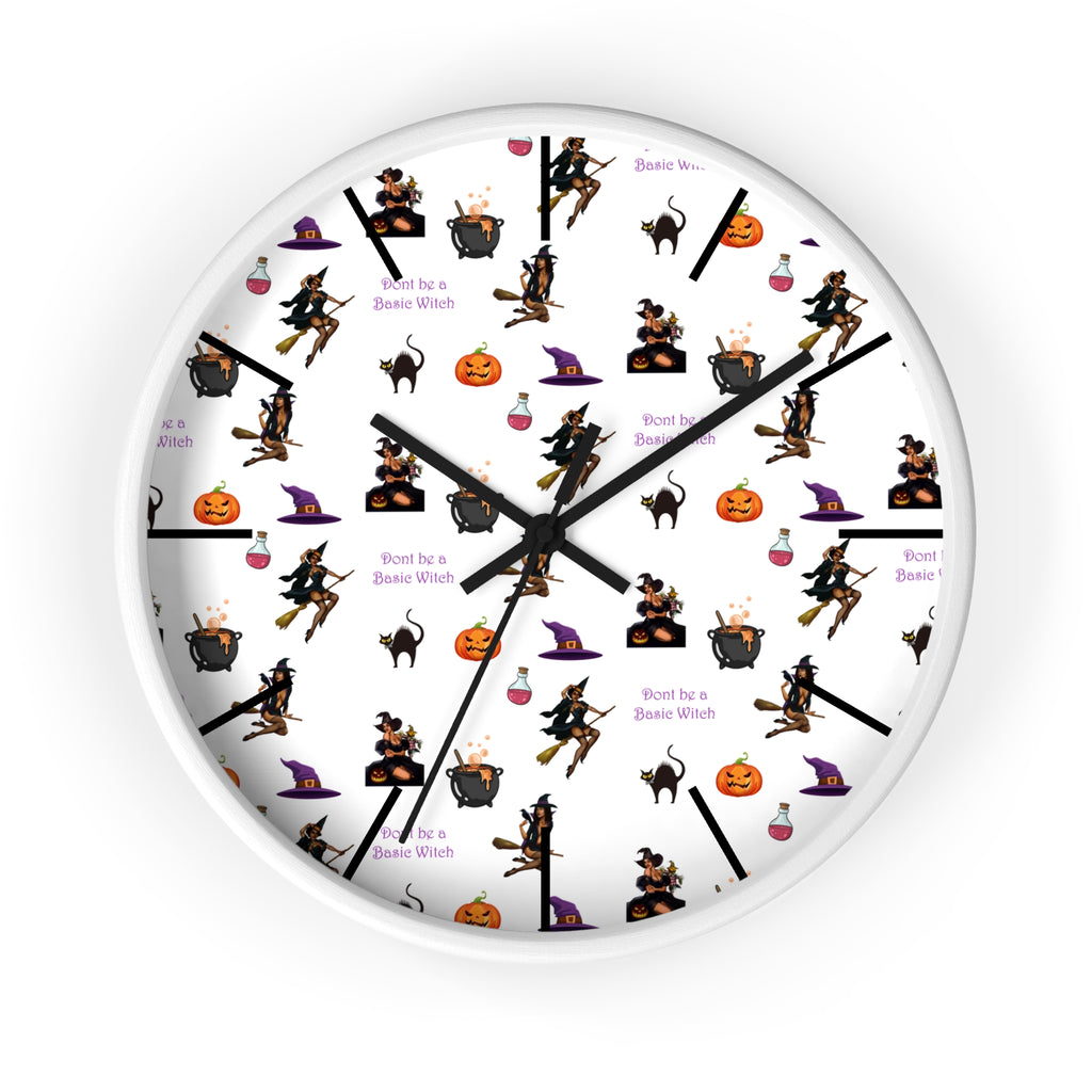 Halloween Wall Clock - Don't be a Basic Witch Pattern Printify