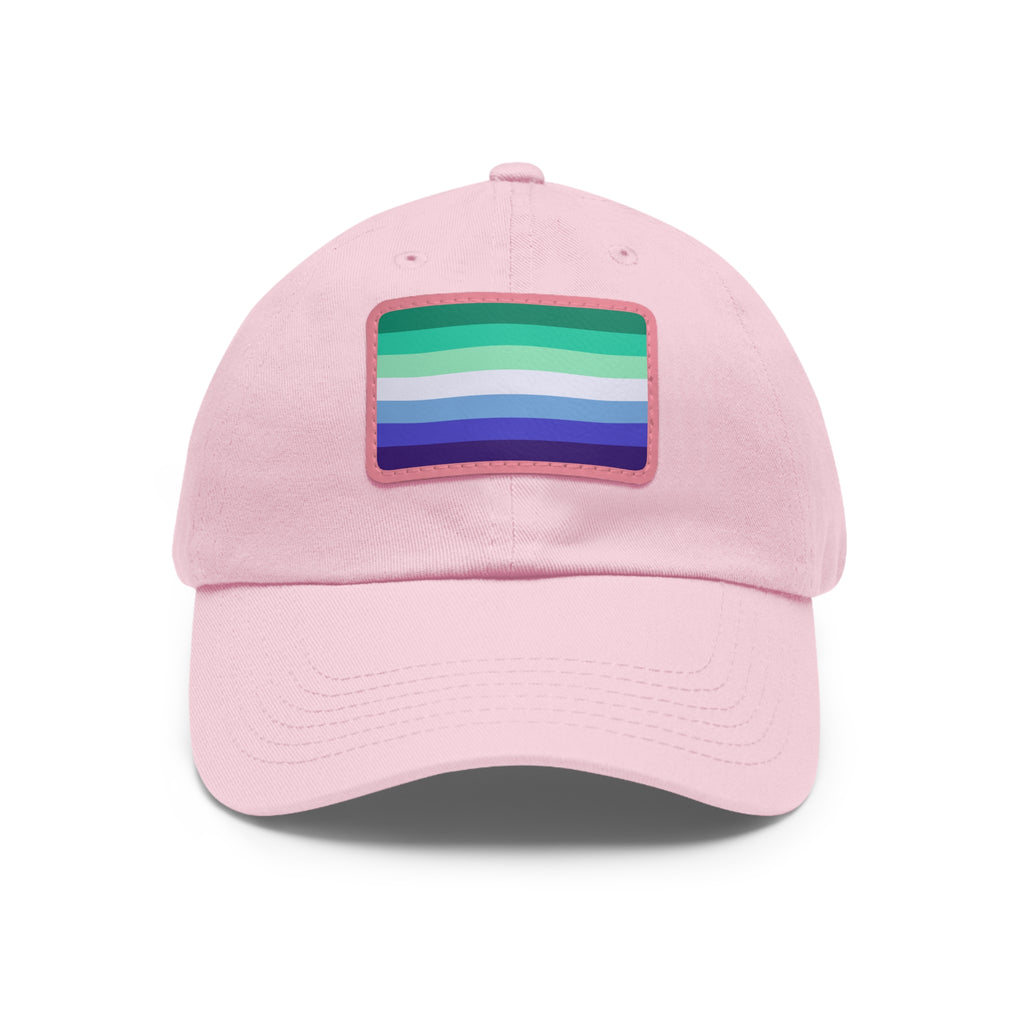 SHAVA CO Gay Flag Dad Hat with Leather Patch (Rectangle) Printify