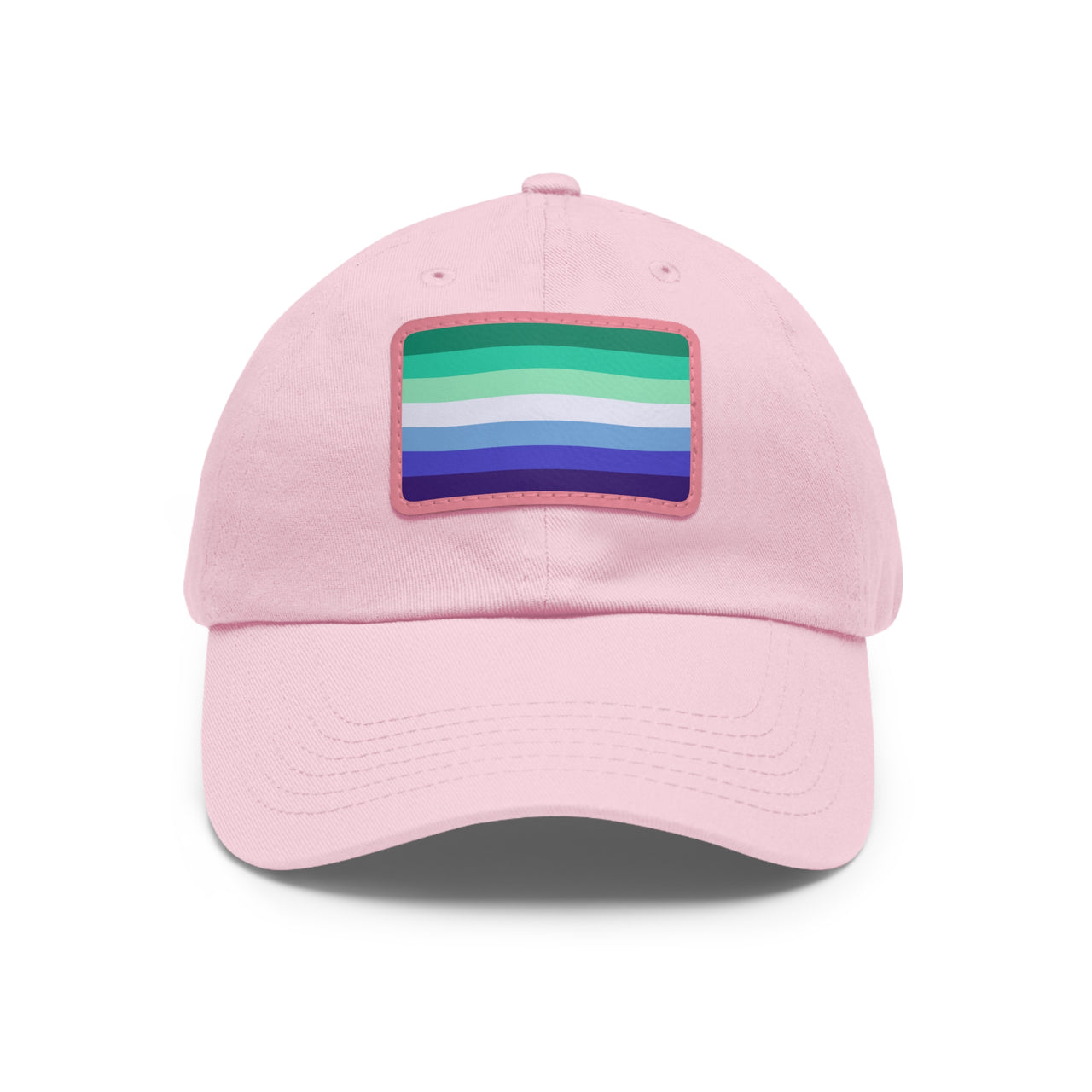 SHAVA CO Gay Flag Hat with Leather Patch (Rectangle)