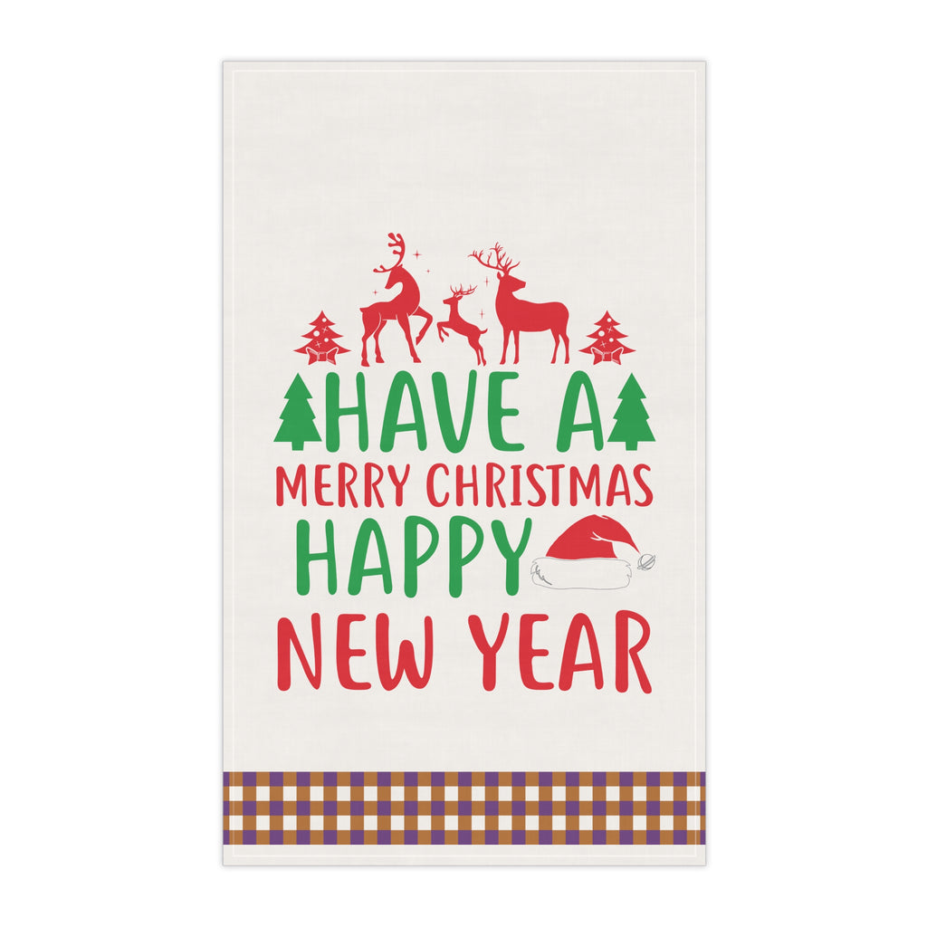 Christmas Kitchen Towel -  HAVE A MERRY CHRISTMAS HAPPY NEW YEAR Printify