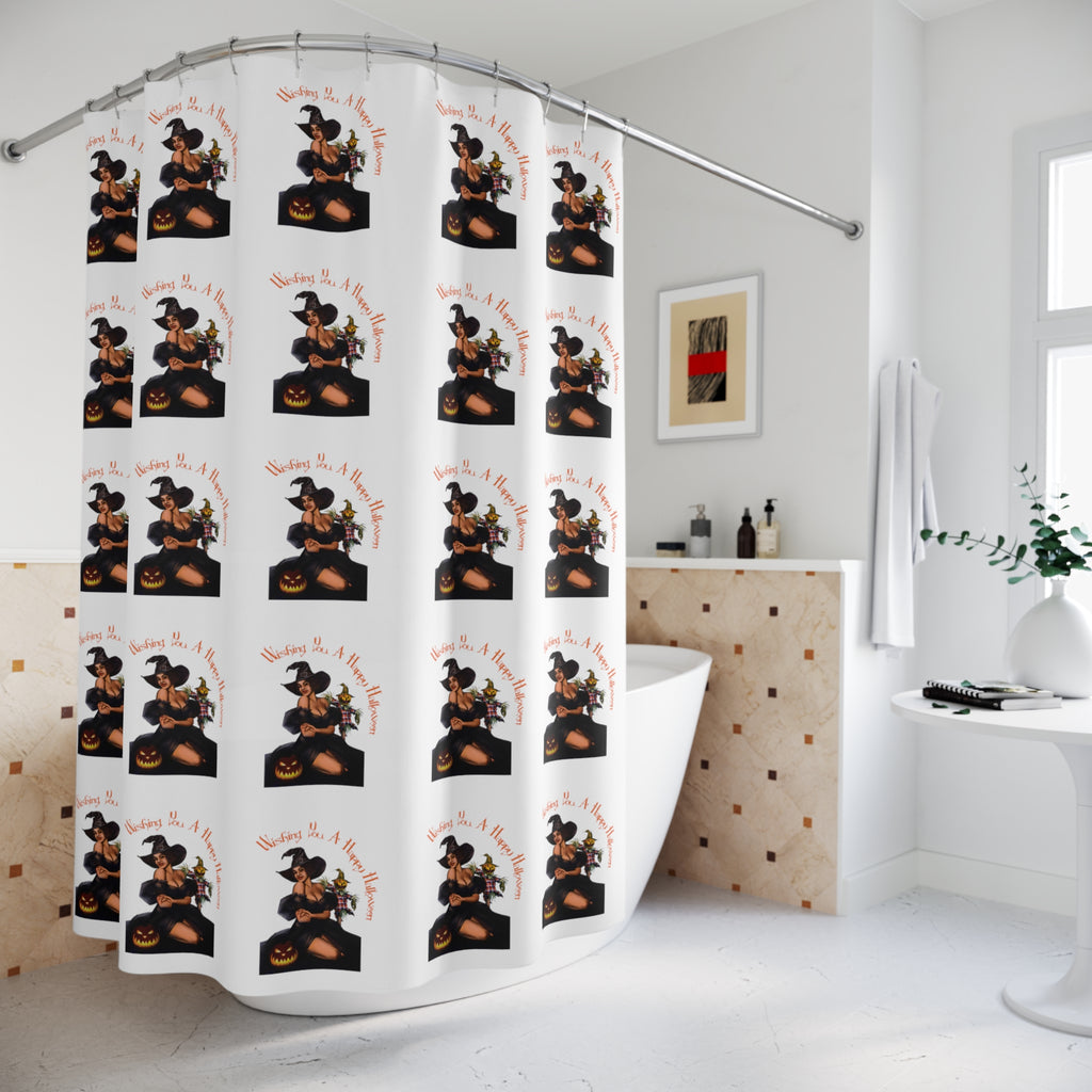 Halloween Polyester Shower Curtain - Wishing You A Happy Halloween Printify