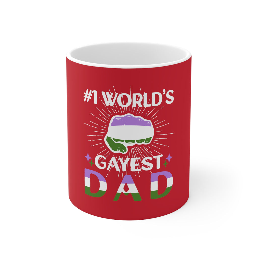 Genderqueer Pride Flag Ceramic Mug - #1 World's Gayest Dad Printify