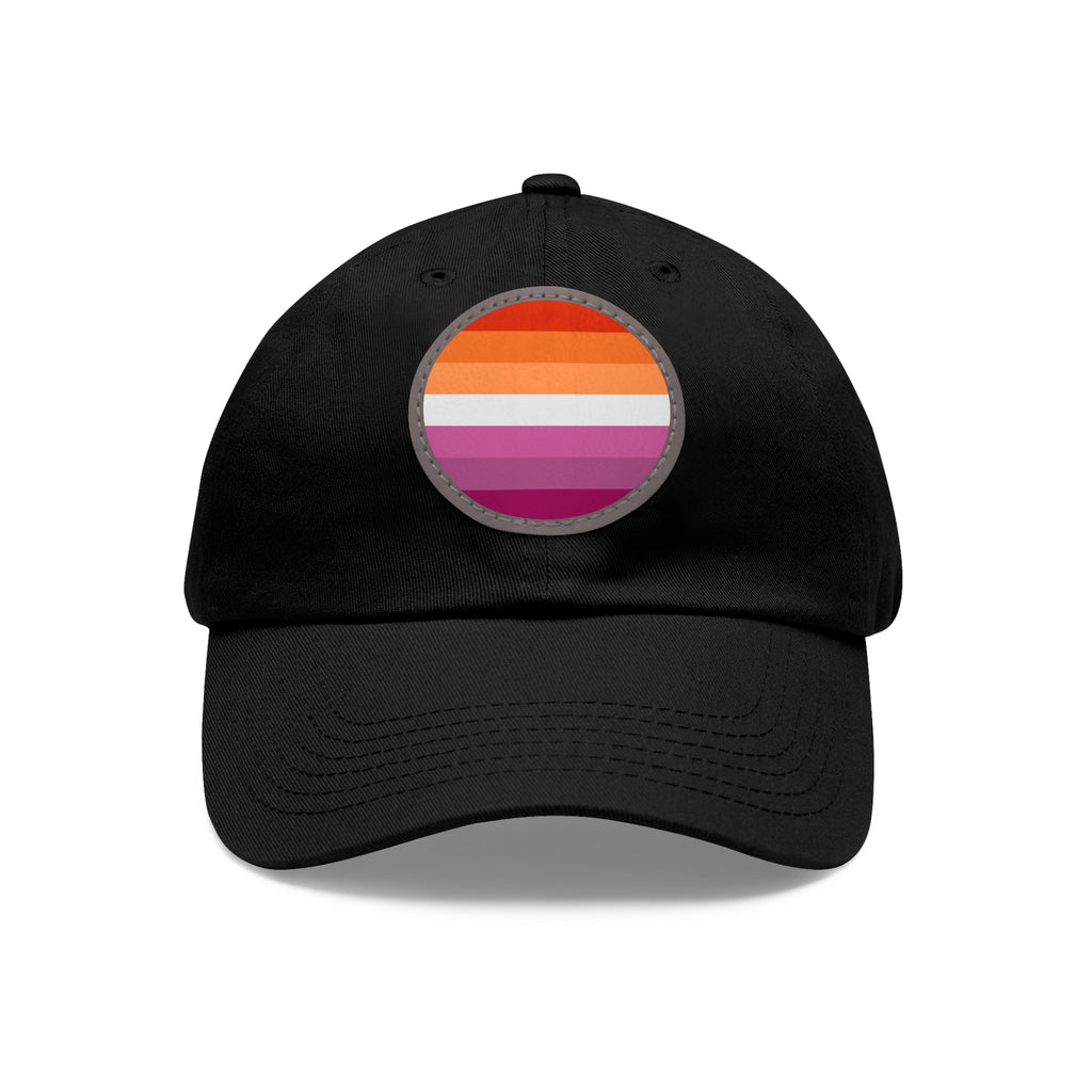 SHAVA CO Lesbian Flag Dad Hat with Leather Patch (Round) Printify