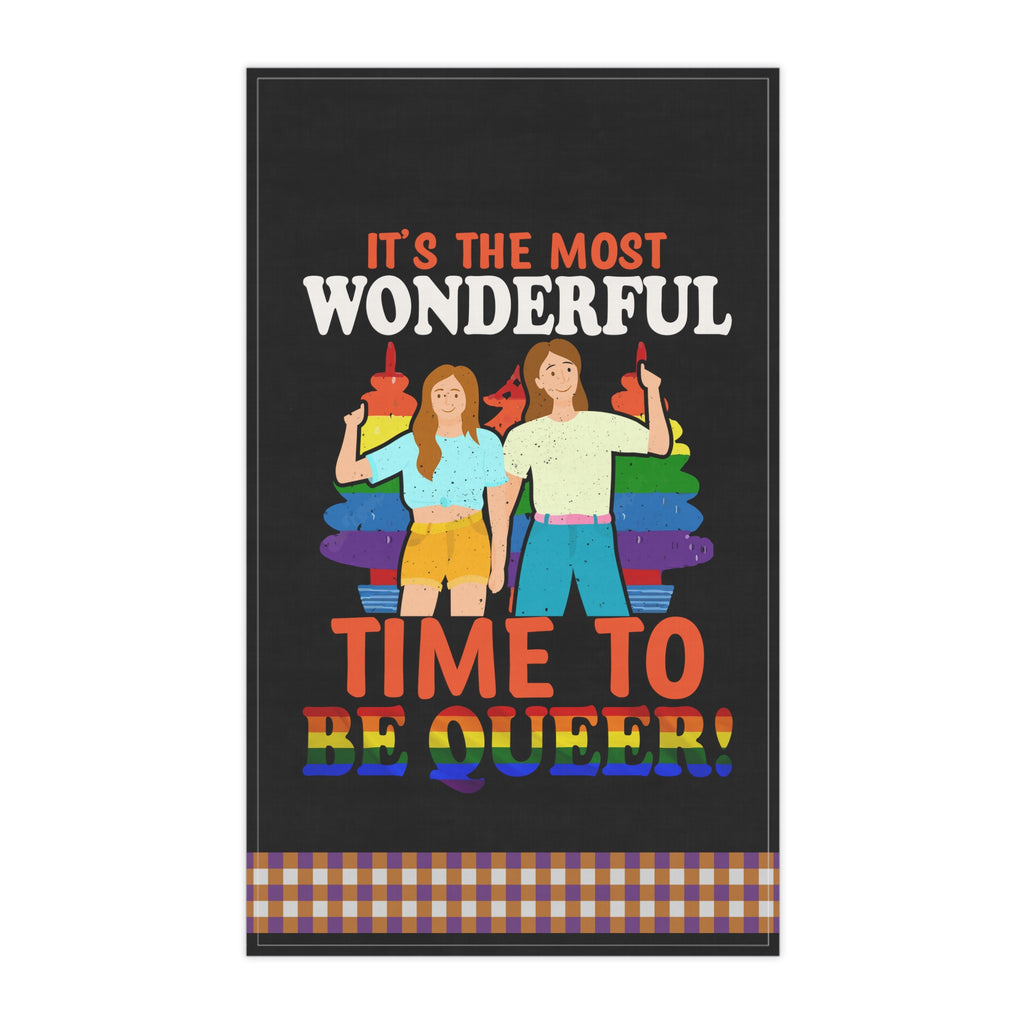 Christmas LGBTQ  Kitchen Towel -  Its The Most Wonderful Time To Be Queer Printify