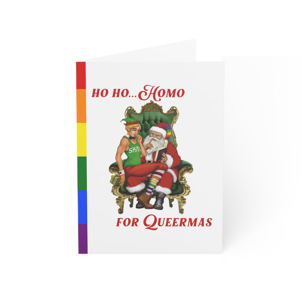 Merry Queermas Greeting Cards '  Ho Ho Homo For Queermas(WIth SHAVA) SHAVA CO