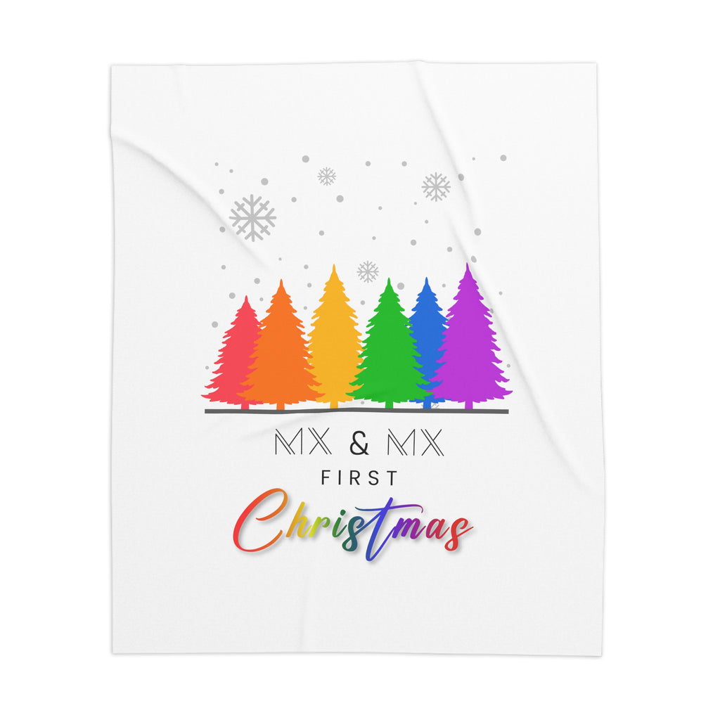 Christmas Lgbtq  Sherpa Blanket,Nonbinary First Christmas Mx & Mx Printify