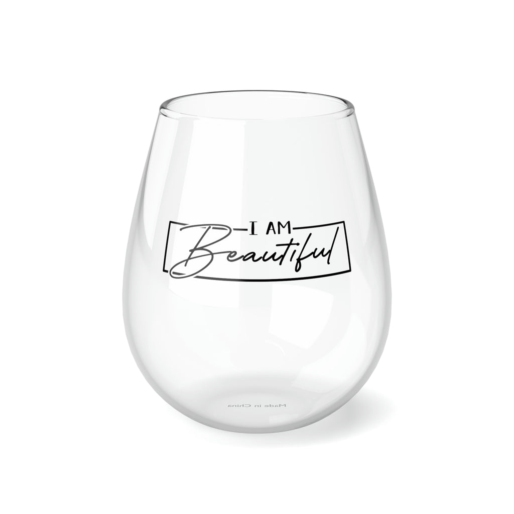 Christmas Stemless Wine Glass, I am Beautiful Printify