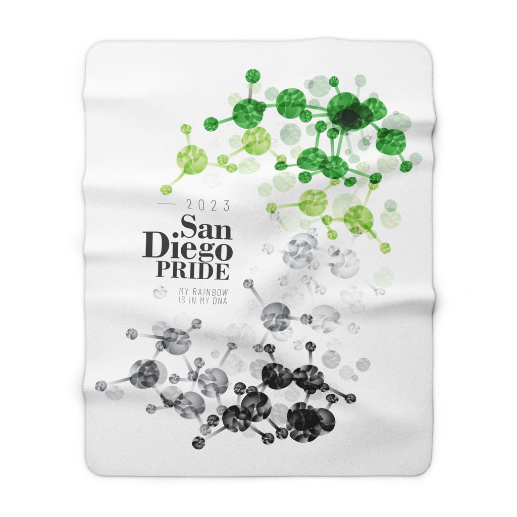 SHAVA CO Aromantic Flag 2023 Pride, San Diego Sherpa Fleece Blanket - My Rainbow Is In My DNA Printify