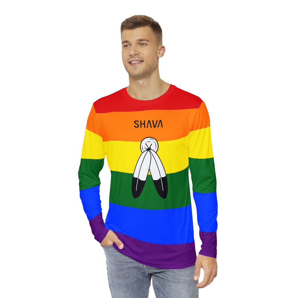 SHAVA CO Two Spirit Flag Long Sleeve Shirt Unisex Size Printify