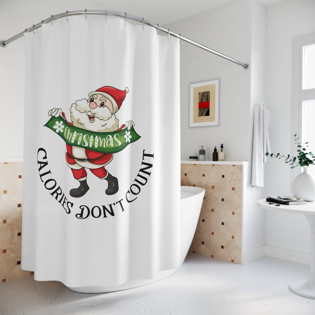 Christmas  Shower - Curtains - Christmas Calories Don't Count Printify