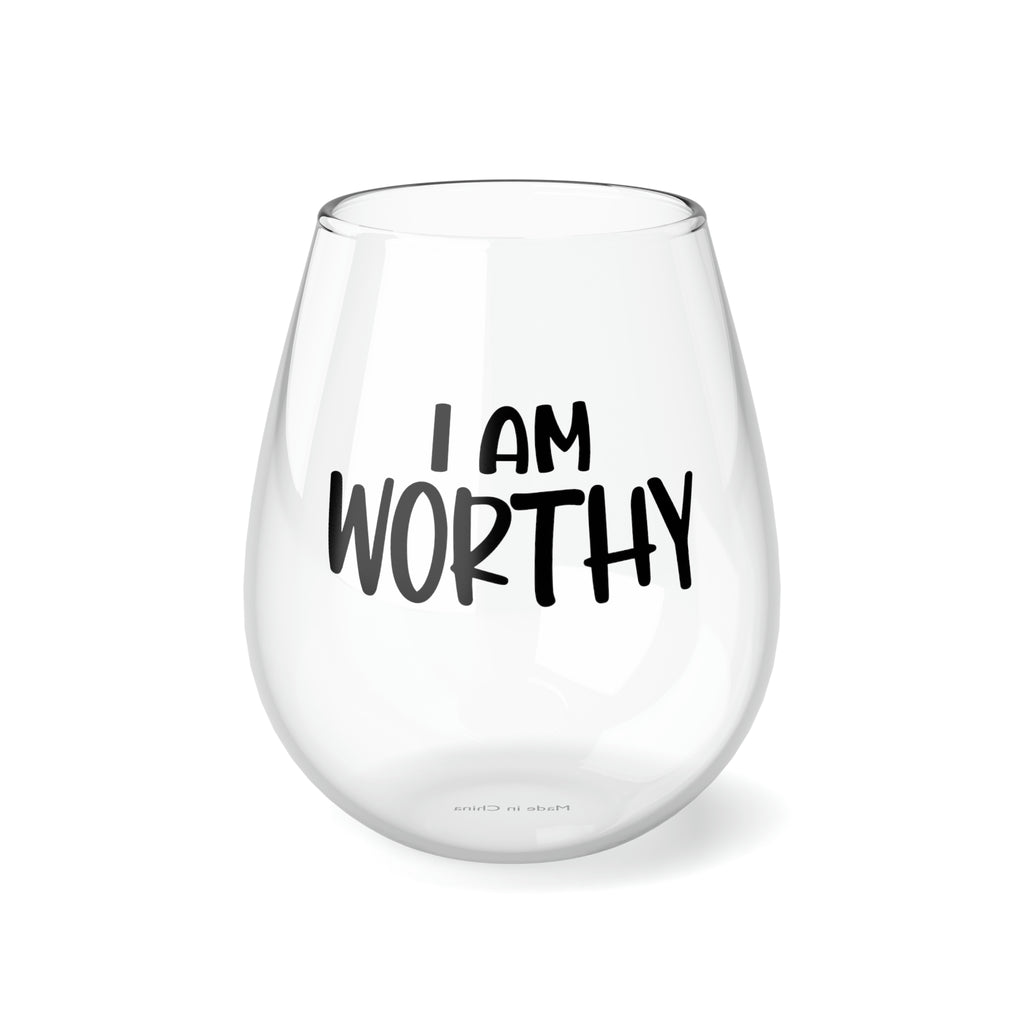 Christmas Stemless Wine Glass,I am Worthy Printify