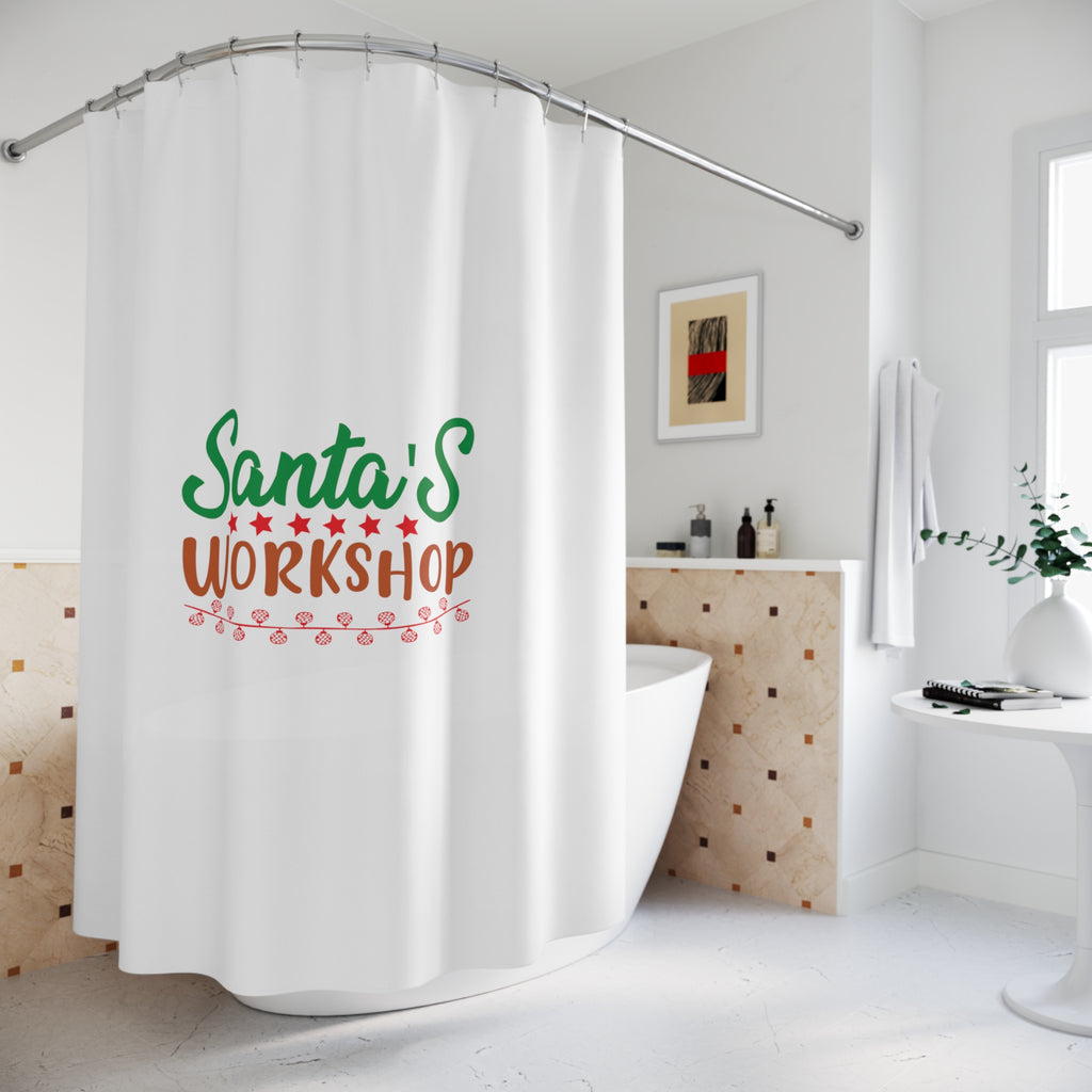 Christmas  Shower - Curtains - Santa'S Workshop Printify