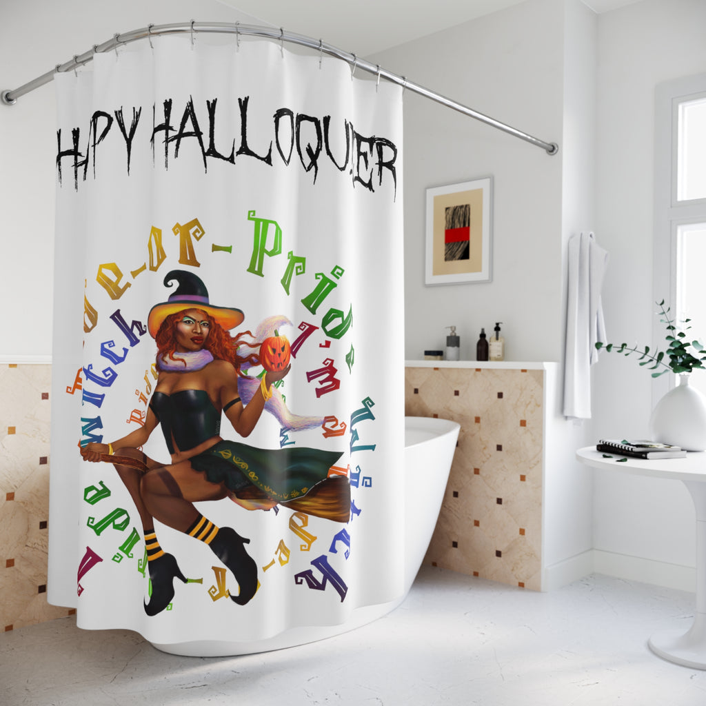 Halloween Polyester Shower Curtain - I m a ride or pride (Black Bitch) Printify