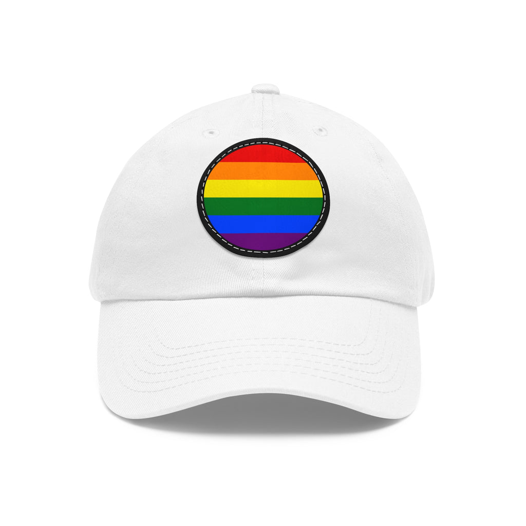 SHAVA CO Rainbow Flag Dad Hat with Leather Patch (Round) Printify