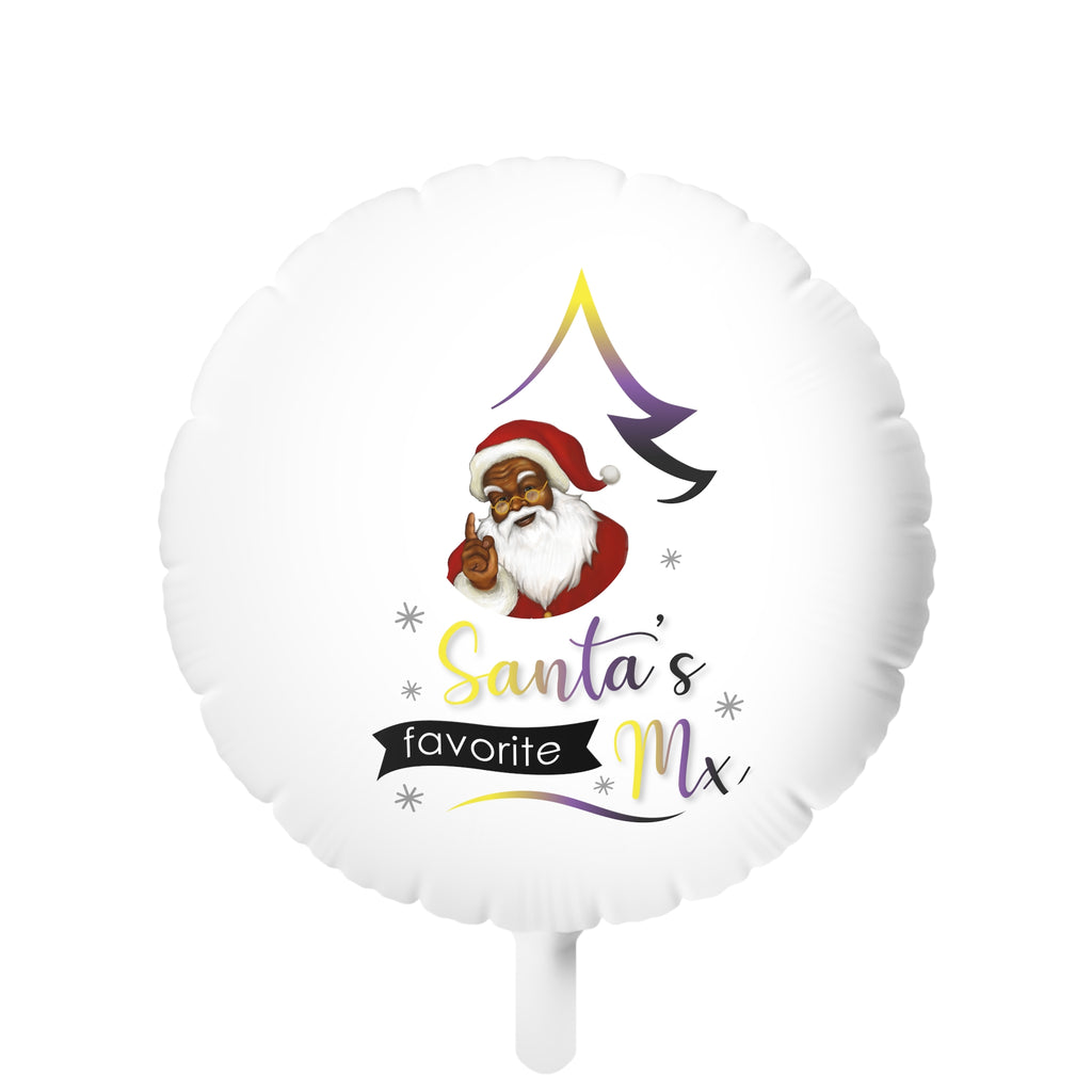 Christmas LGBTQ Mylar Helium Balloon , None Binary SANTA’S FAVORITE Mx Printify