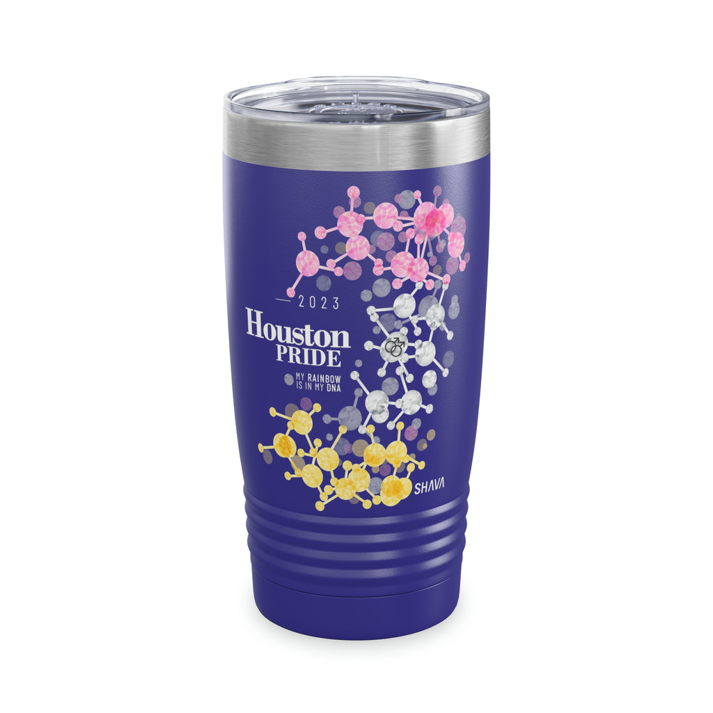 SHAVA CO Twink Flag 2023 Pride, Houston Ringneck Tumbler 20oz - My Rainbow Is In My DNA Printify