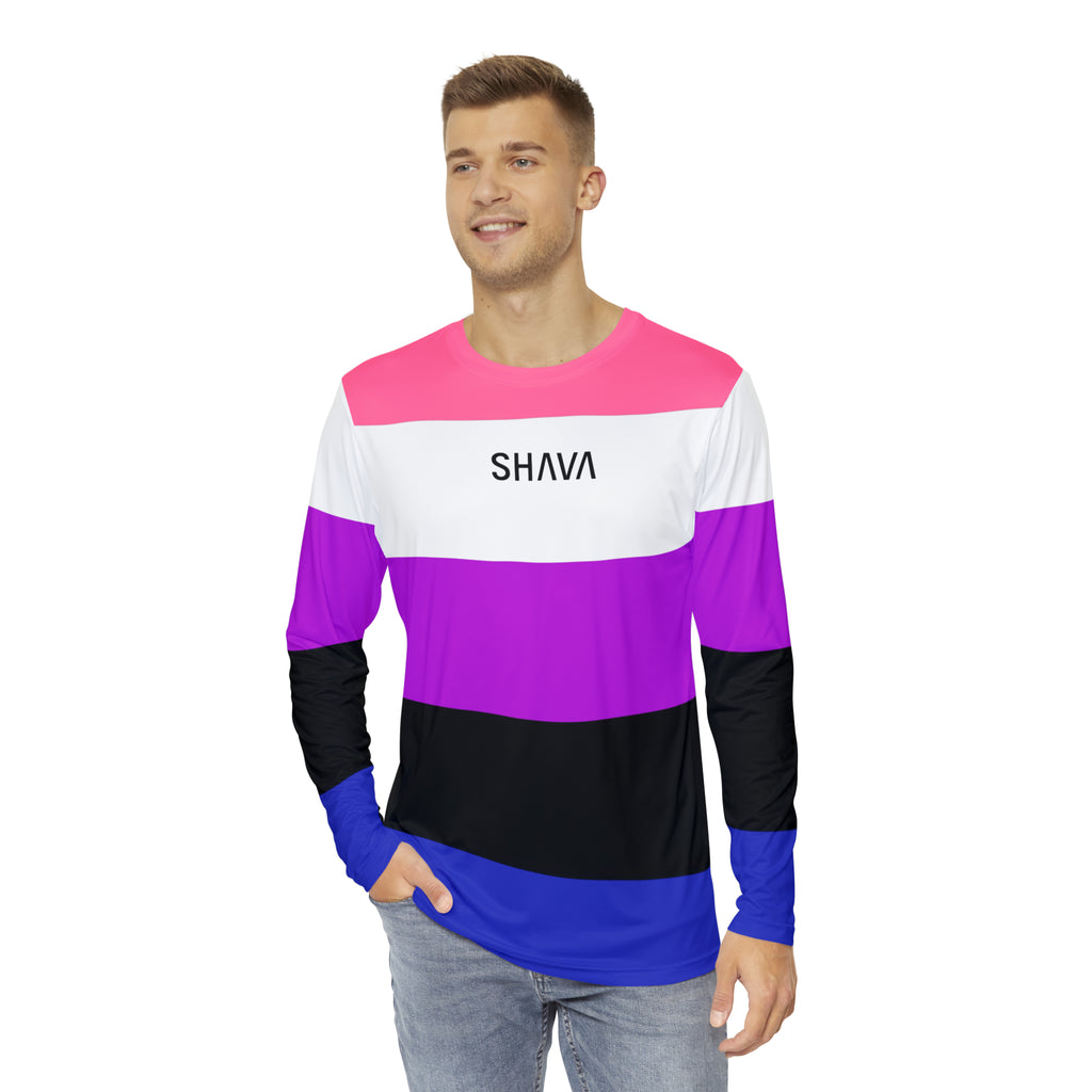 SHAVA CO Genderfluid Flag Long Sleeve Shirt Unisex Size Printify