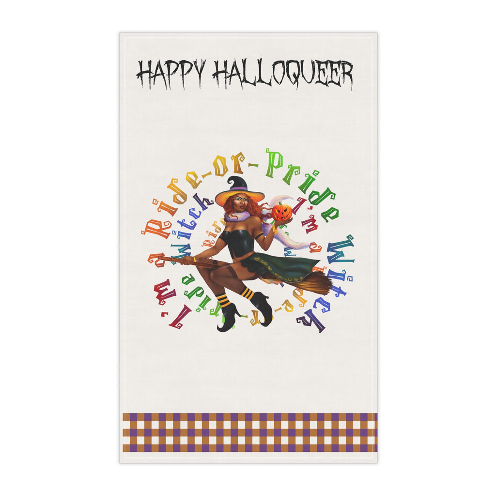 Halloween Kitchen Towel - Happy Halloqueer - I m a ride or pride Black Bitch Printify