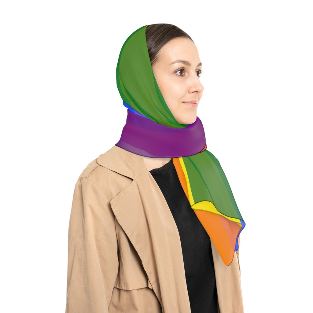 SHAVA CO Rainbow Flag Poly Scarf Printify