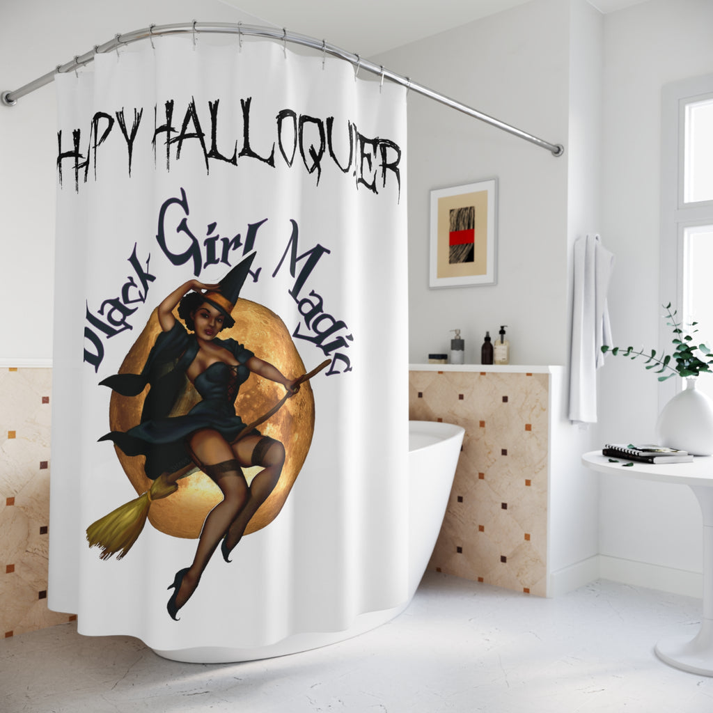 Halloween Polyester Shower Curtain - Happy HallowQueer  Black Girl Magic Printify