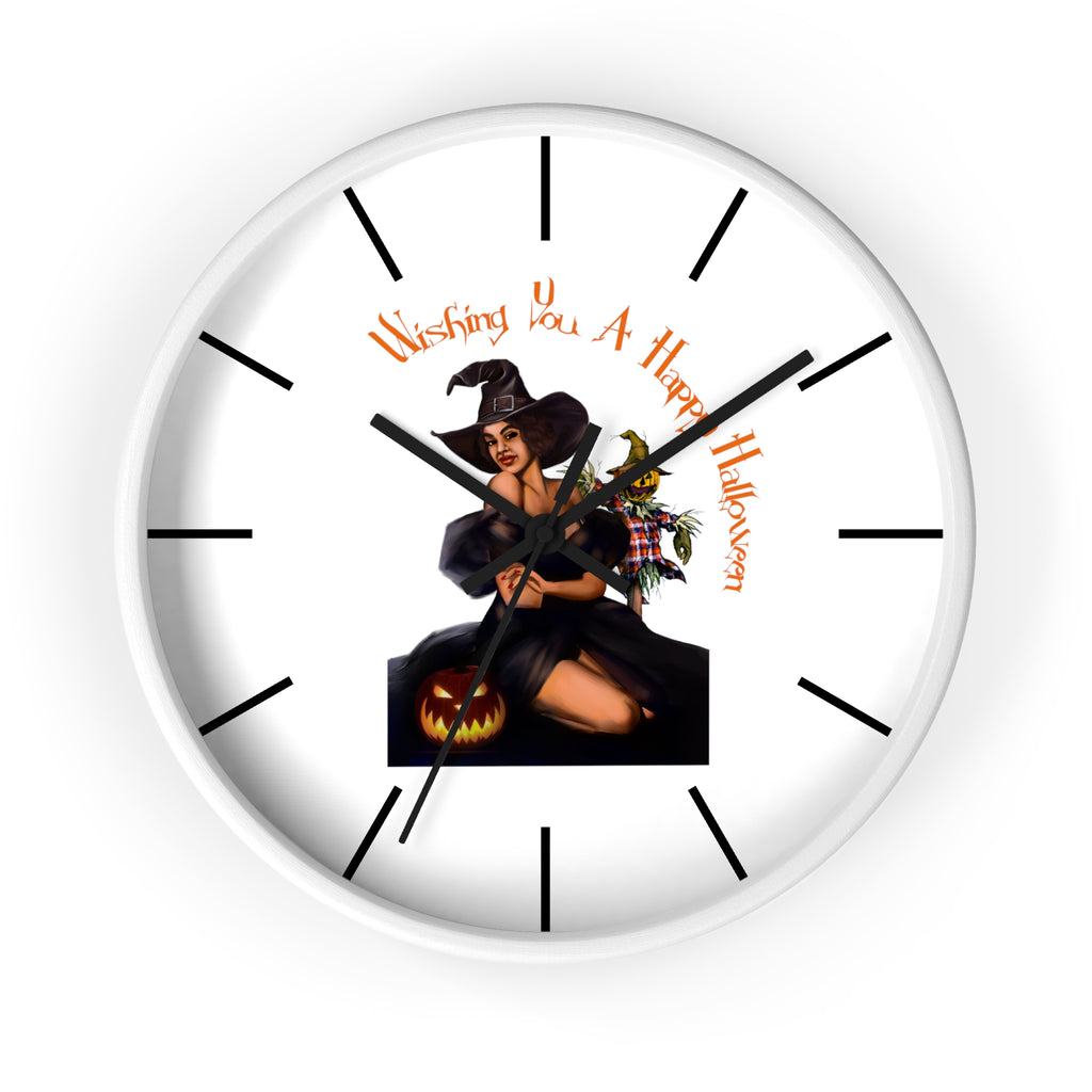 Halloween Wall Clock - Wishing You A Happy Halloween Printify