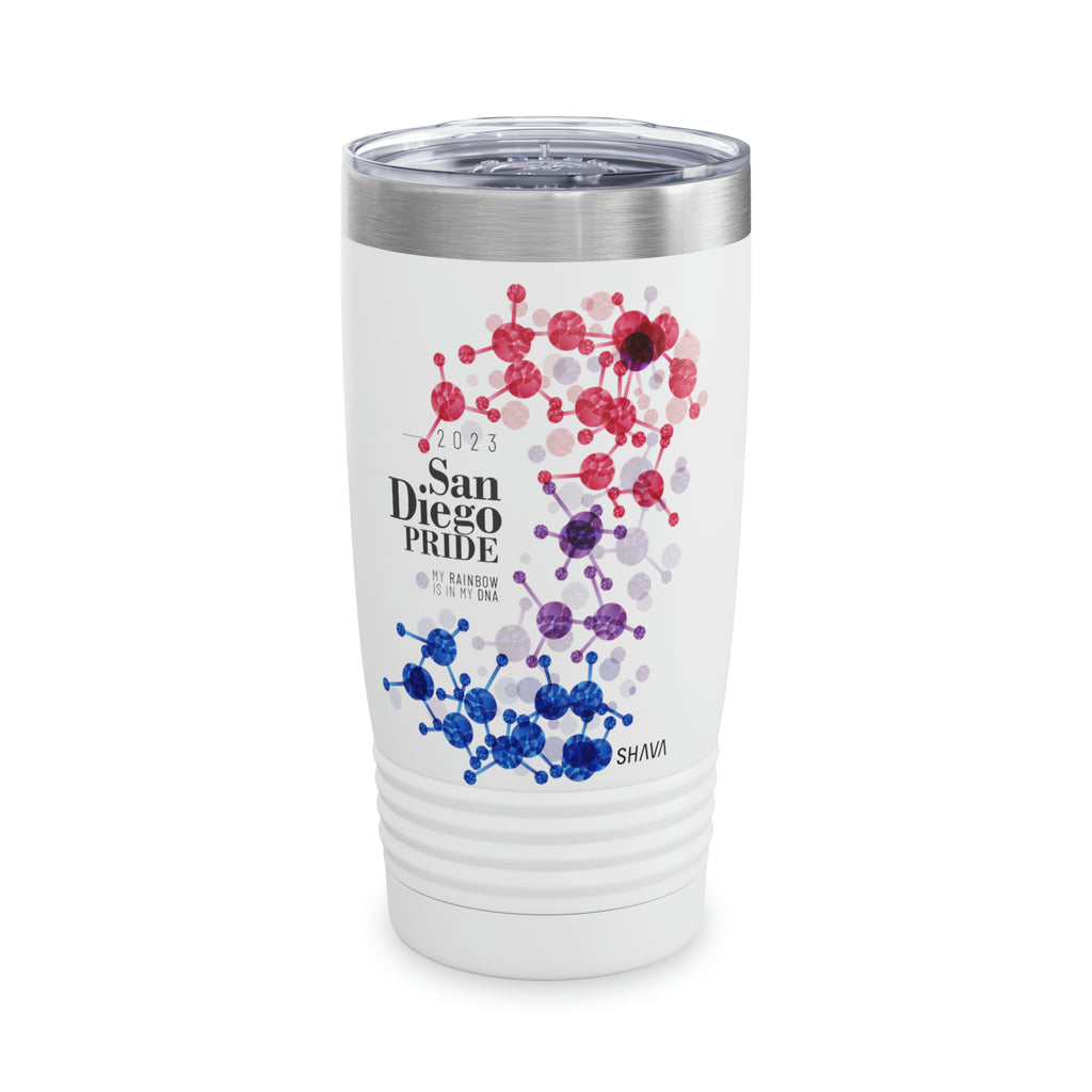 SHAVA CO Bisexual Flag 2023 Pride, San Diego Ringneck Tumbler 20oz - My Rainbow Is In My DNA Printify