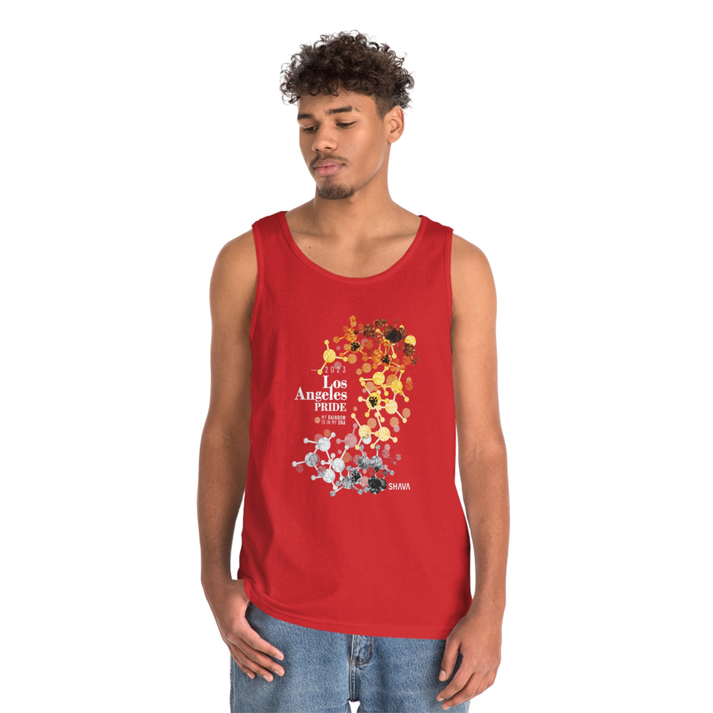 Bear Flag Los Angeles Pride Heavy Cotton Tank Top Unisex Size - My Rainbow Is In My DNA Printify