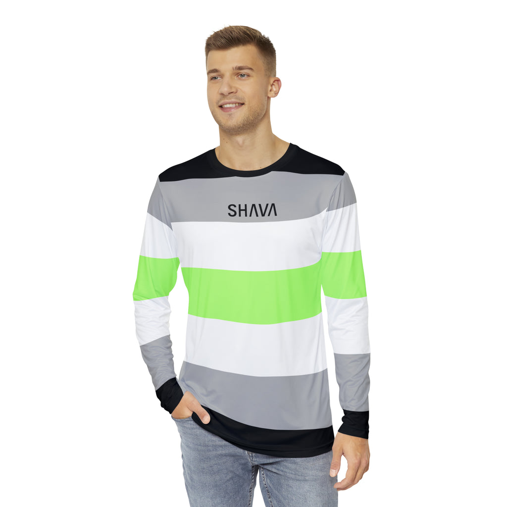 SHAVA CO Agender Flag Long Sleeve Shirt Unisex Size Printify