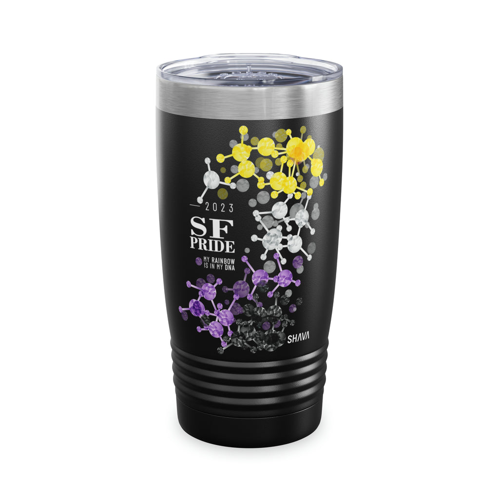 SHAVA CO Non Binary Flag 2023 Pride, San Francisco Ringneck Tumbler 20oz - My Rainbow Is In My DNA Printify