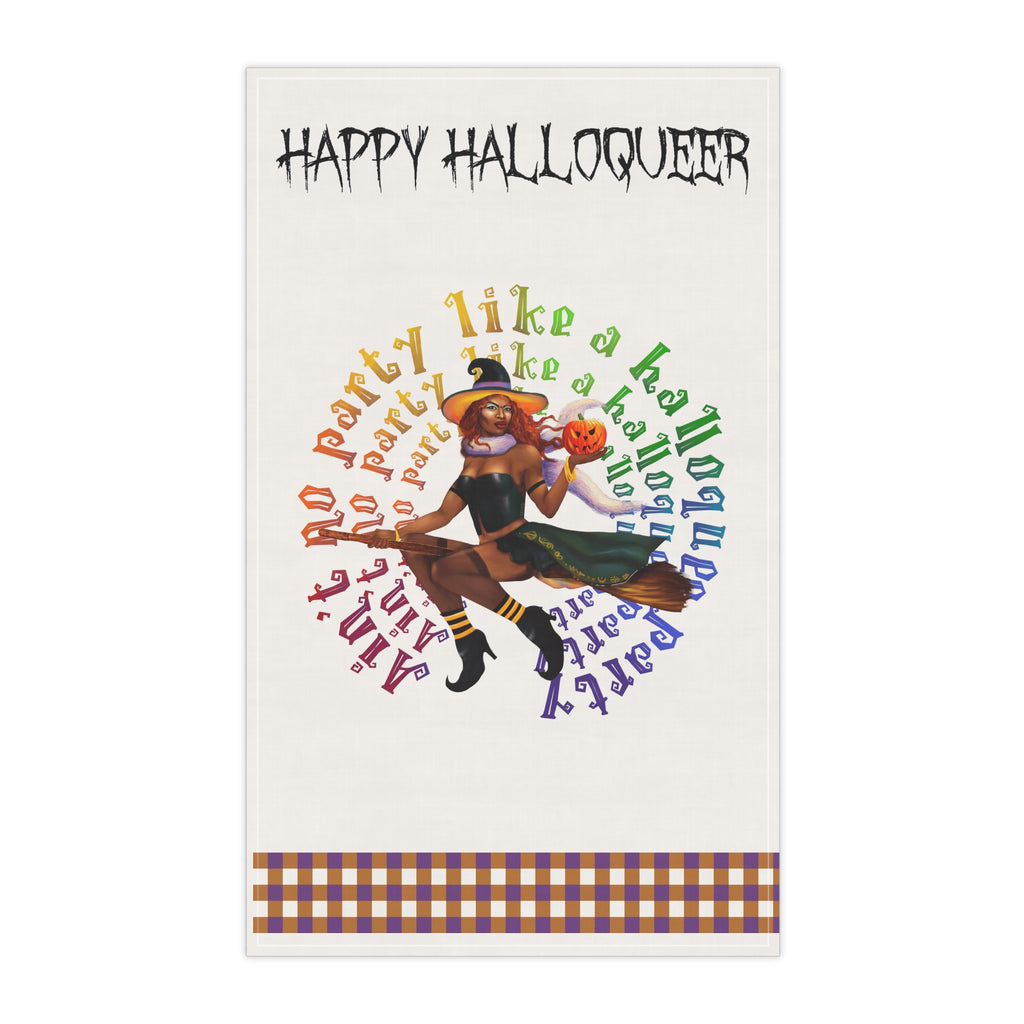 Halloween Kitchen Towel - Happy Halloween - No Party Black  Witch Printify