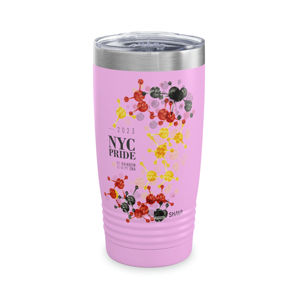 SHAVA CO Rubber Flag 2023 Pride, New York City Ringneck Tumbler 20oz - My Rainbow Is In My DNA Printify