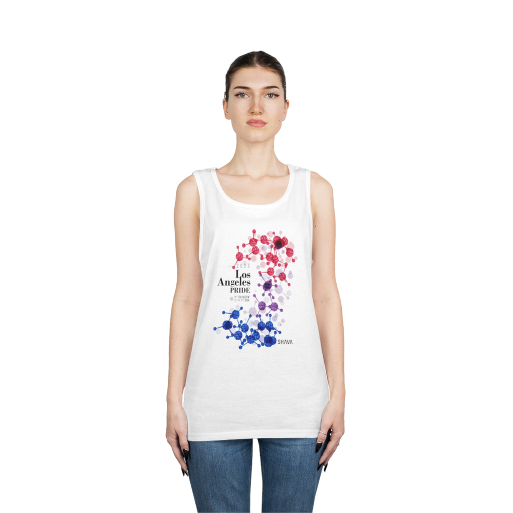 Bisexual Flag Los Angeles Pride Heavy Cotton Tank Top Unisex Size - My Rainbow Is In My DNA Printify