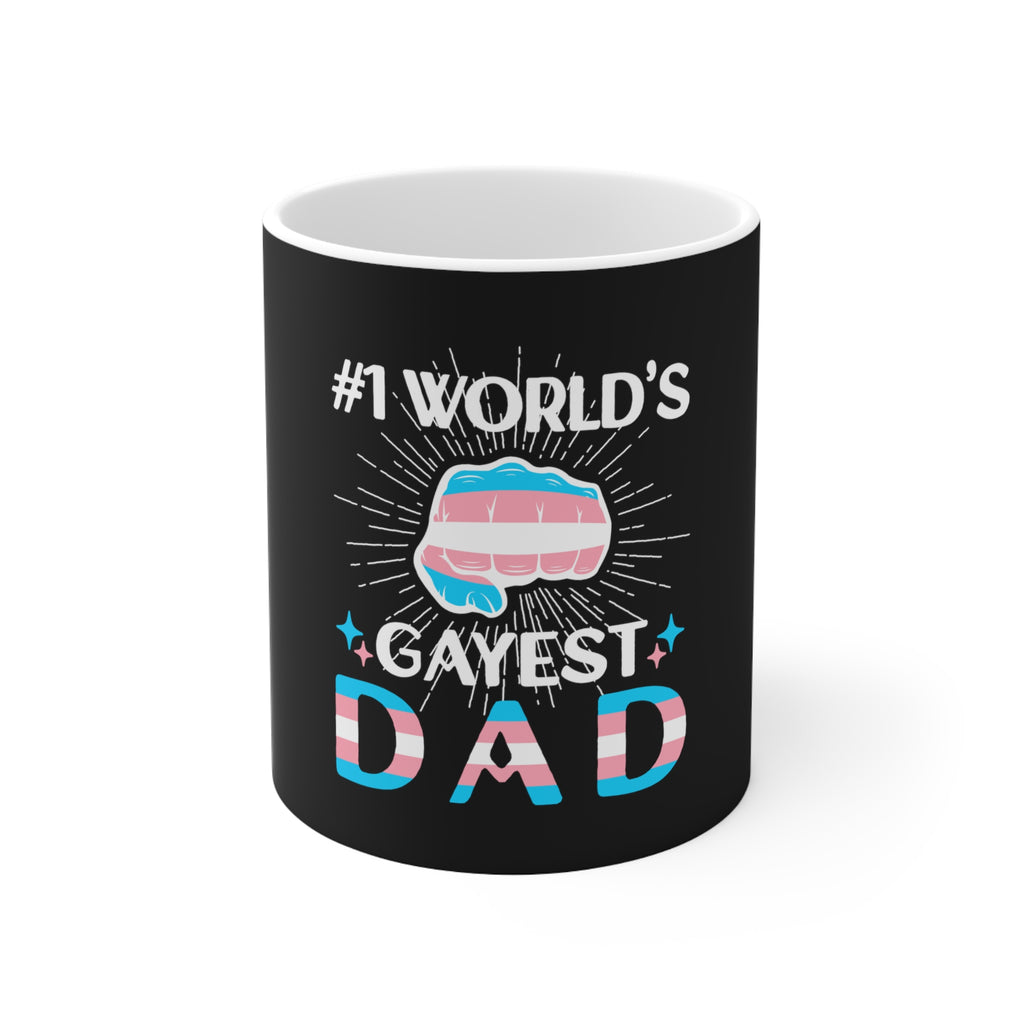 Transgender Pride Flag Ceramic Mug - #1 World's Gayest Dad Printify