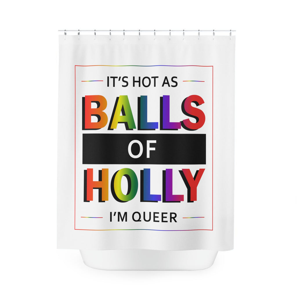 Christmas LGBTQ Shower - Curtains - Balls Of Holly Queermas Printify