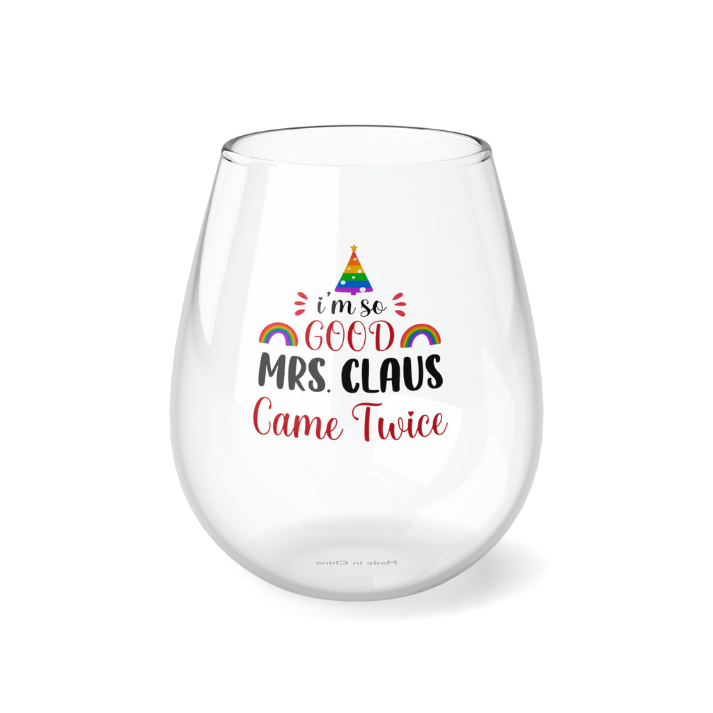 Christmas LGBTQ Stemless Wine Glass,  MRS CLAUSE Printify