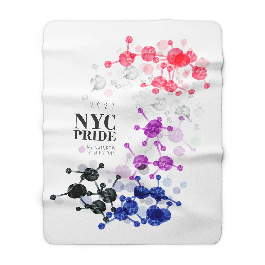 SHAVA CO Genderfluid Flag 2023 Pride, New York City Sherpa Fleece Blanket - My Rainbow Is In My DNA Printify