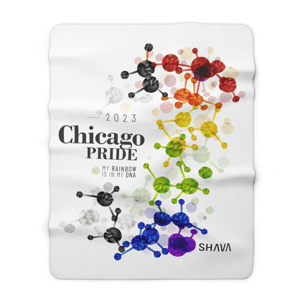 SHAVA CO Straight Ally Flag 2023 Pride, Chicago Sherpa Fleece Blanket - My Rainbow Is In My DNA Printify