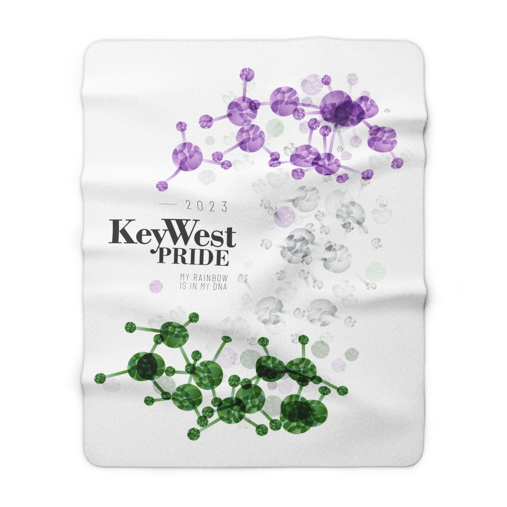 SHAVA CO Genderqueer Flag 2023 Pride, Key West Sherpa Fleece Blanket - My Rainbow Is In My DNA Printify