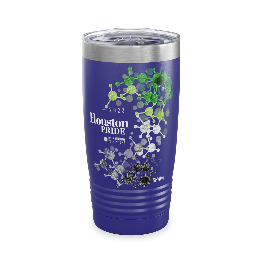 SHAVA CO Aromantic Flag 2023 Pride, Houston Ringneck Tumbler 20oz - My Rainbow Is In My DNA Printify