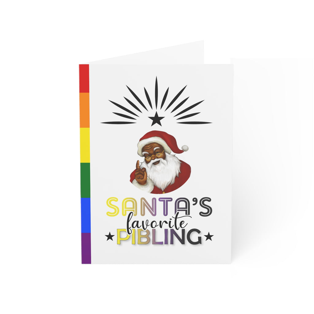 Merry Queermas Greeting Cards ' SANTA’S FAVORITE PIBLING Nonbinary Printify