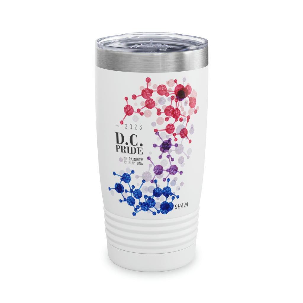 SHAVA CO Bisexual Flag 2023 Pride, Washington D.C Ringneck Tumbler 20oz - My Rainbow Is In My DNA Printify