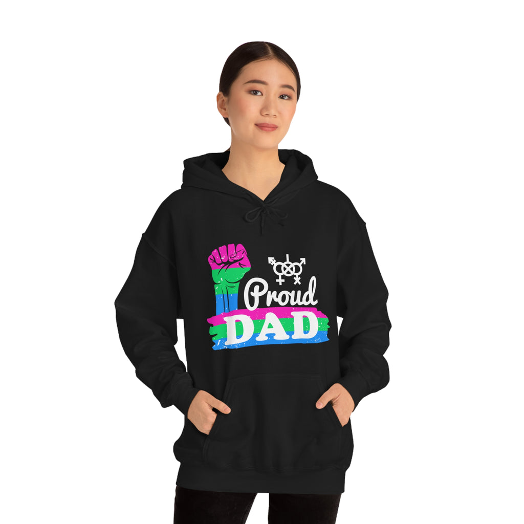 SHAVA CO Polysexual Flag, Unisex Heavy Blend™ Hooded Sweatshirt - Proud Dad Printify