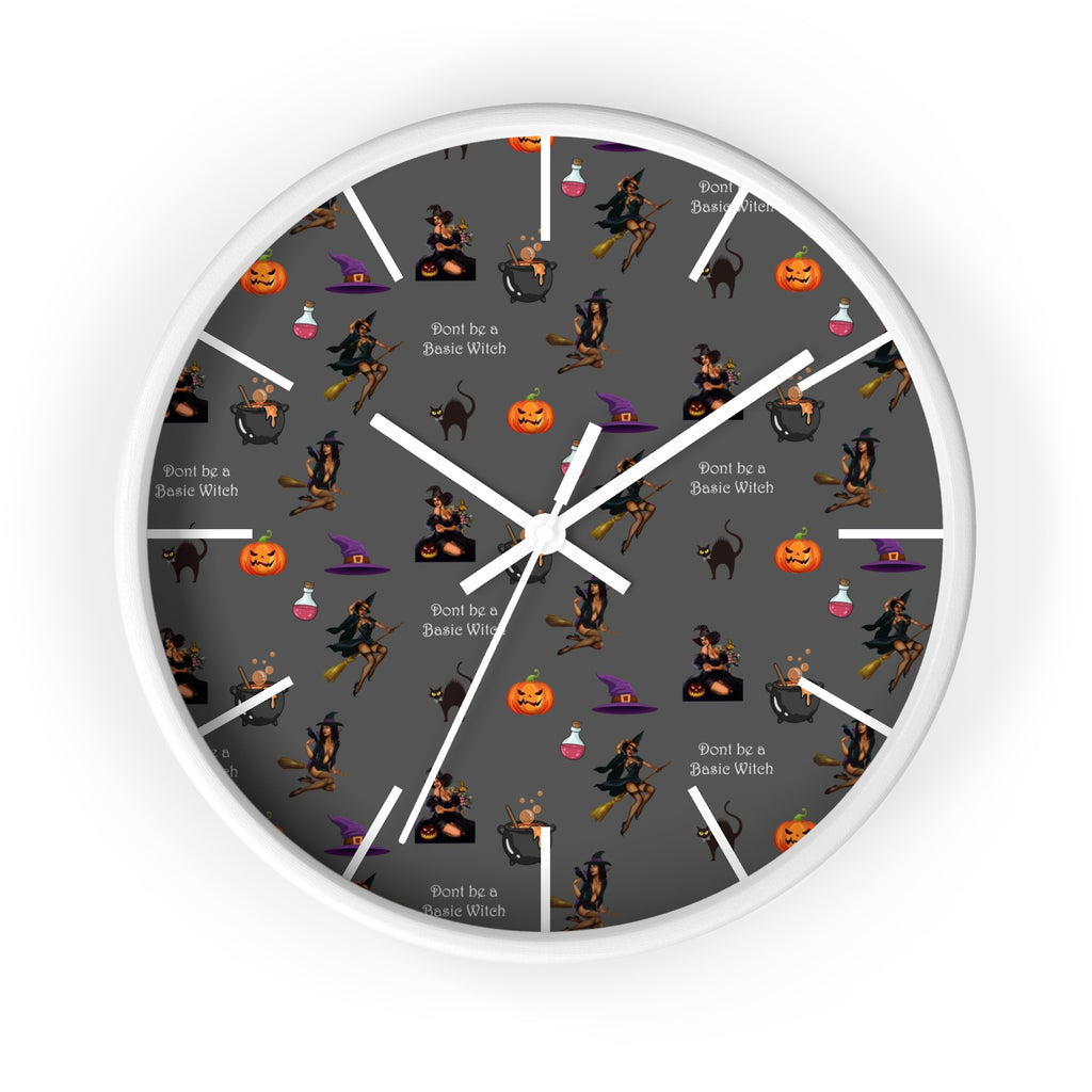 Halloween Wall Clock - Don't be a Basic Witch Pattern Printify