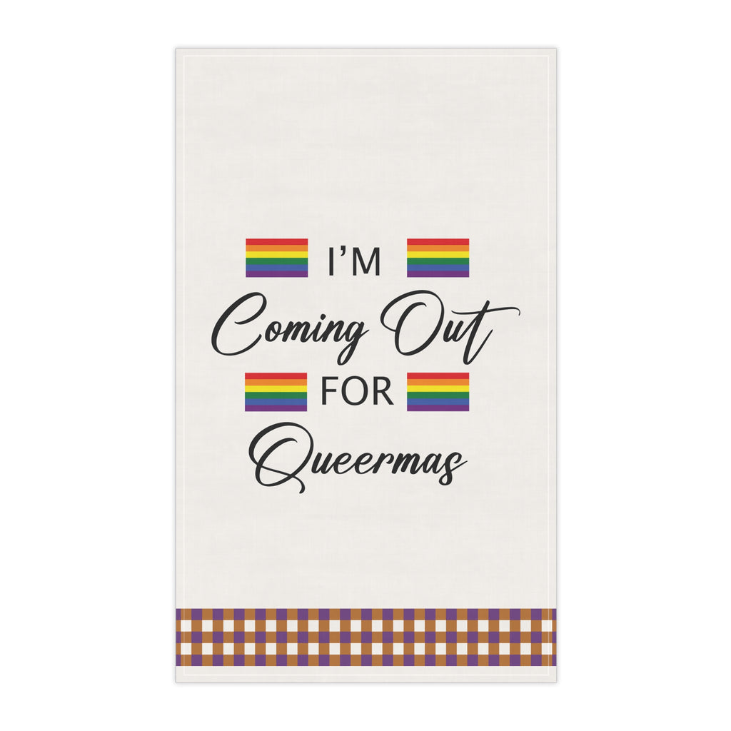 Christmas LGBTQ  Kitchen Towel - I am Coming Out For  Queermas Printify