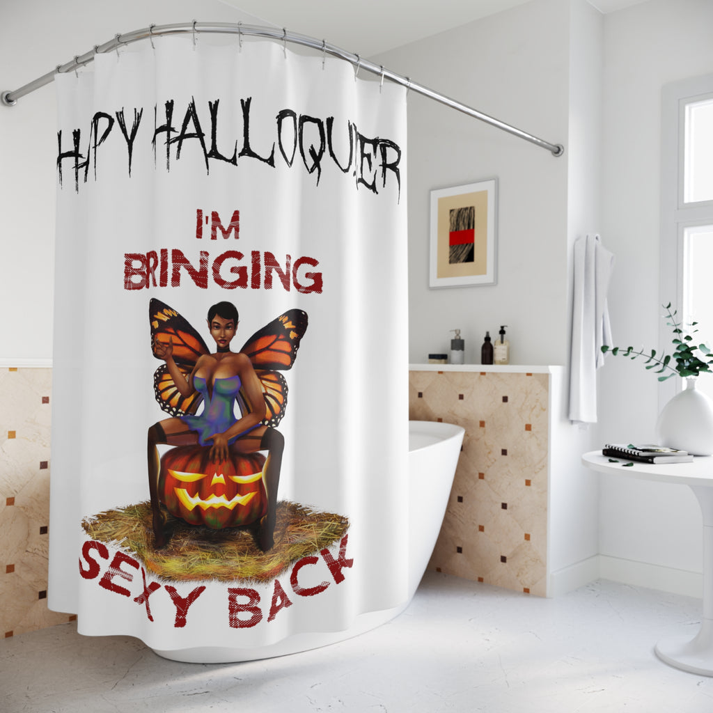 Halloween Polyester Shower Curtain - Happy Helloqueer - Sexy Back Printify