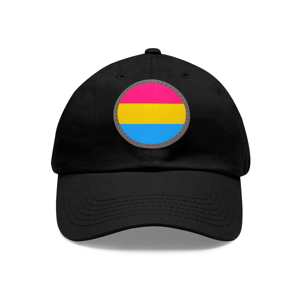 SHAVA CO Pansexual Flag Dad Hat with Leather Patch (Round) Printify