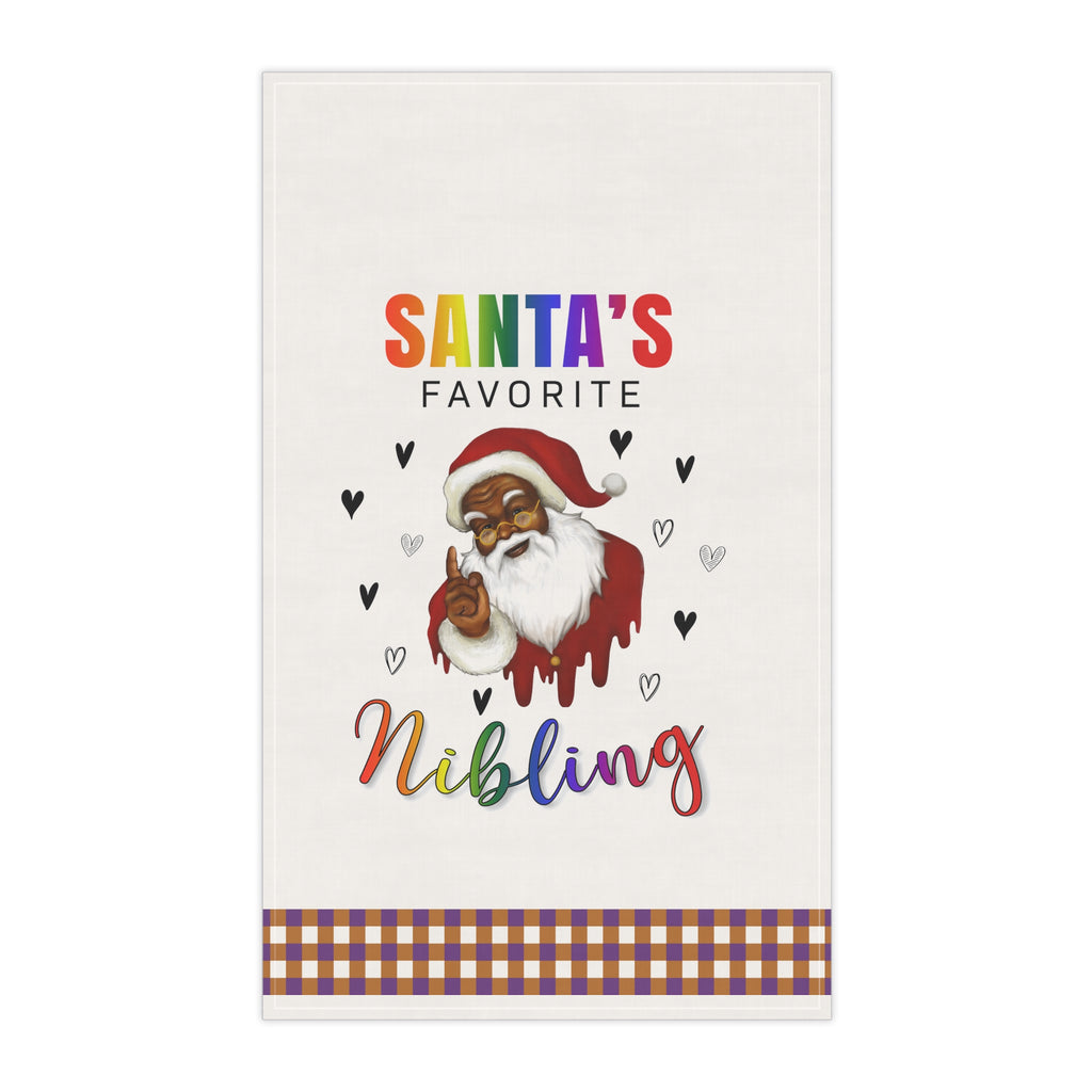 Christmas LGBTQ  Kitchen Towel - Nonbinary Santa's Favorite Nibling Printify