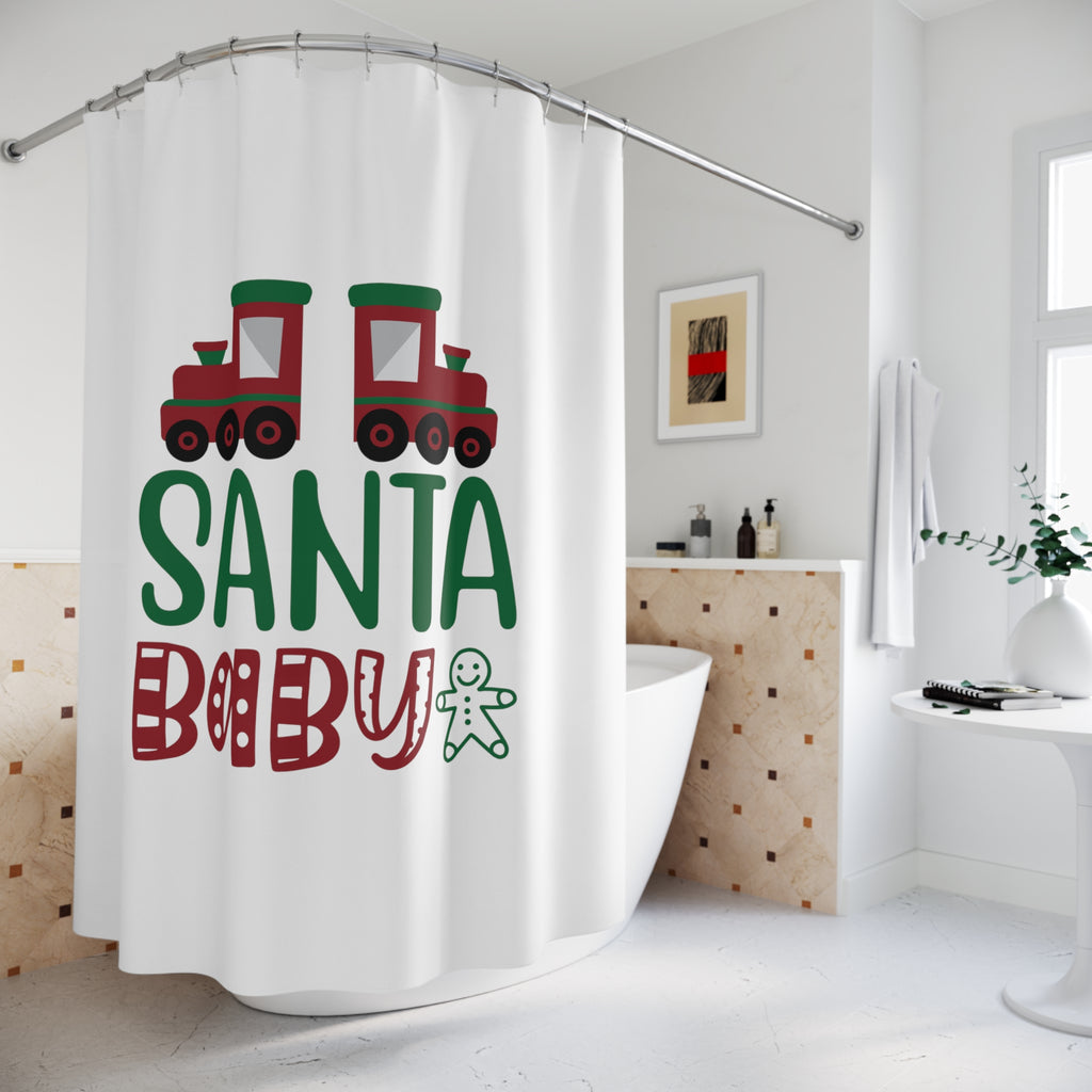 Christmas  Shower - Curtains - Santa Baby Printify