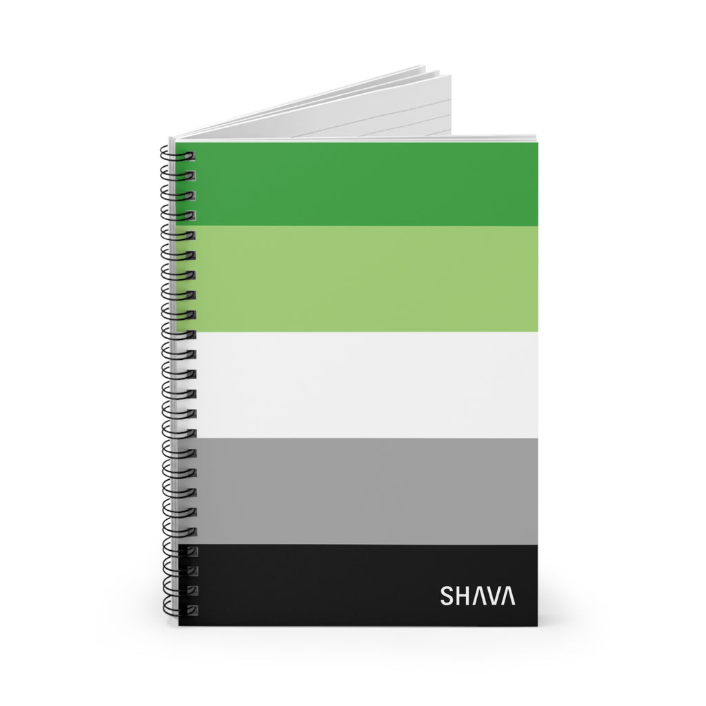 LGBTQ Spiral Notebook - Ruled Line - Aromantic Flag Printify