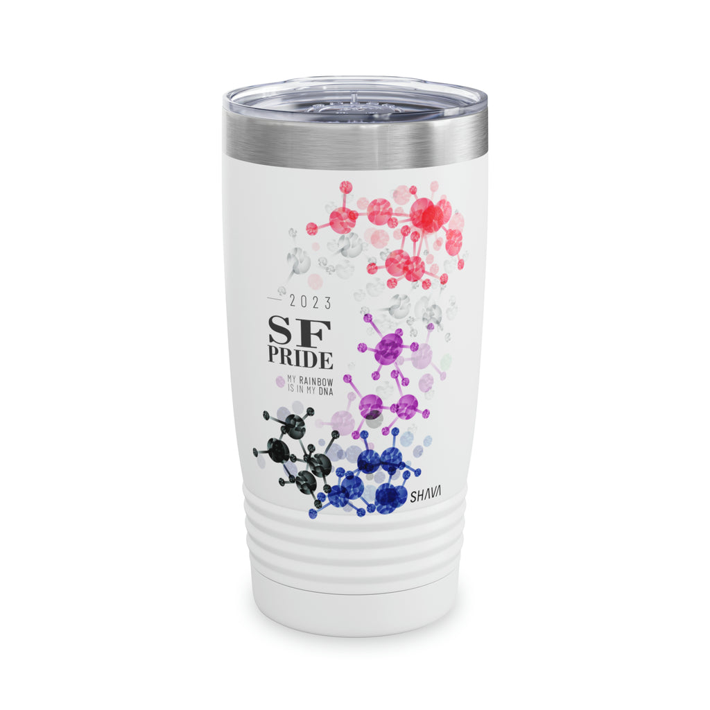 SHAVA CO Genderfluid Flag 2023 Pride, San Francisco Ringneck Tumbler 20oz - My Rainbow Is In My DNA Printify